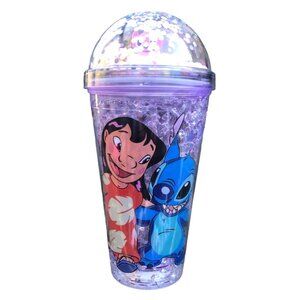 Lilo & Stitch Glitter 20 oz Light Up Tumbler With Dome Lid Kawaii Purple Working